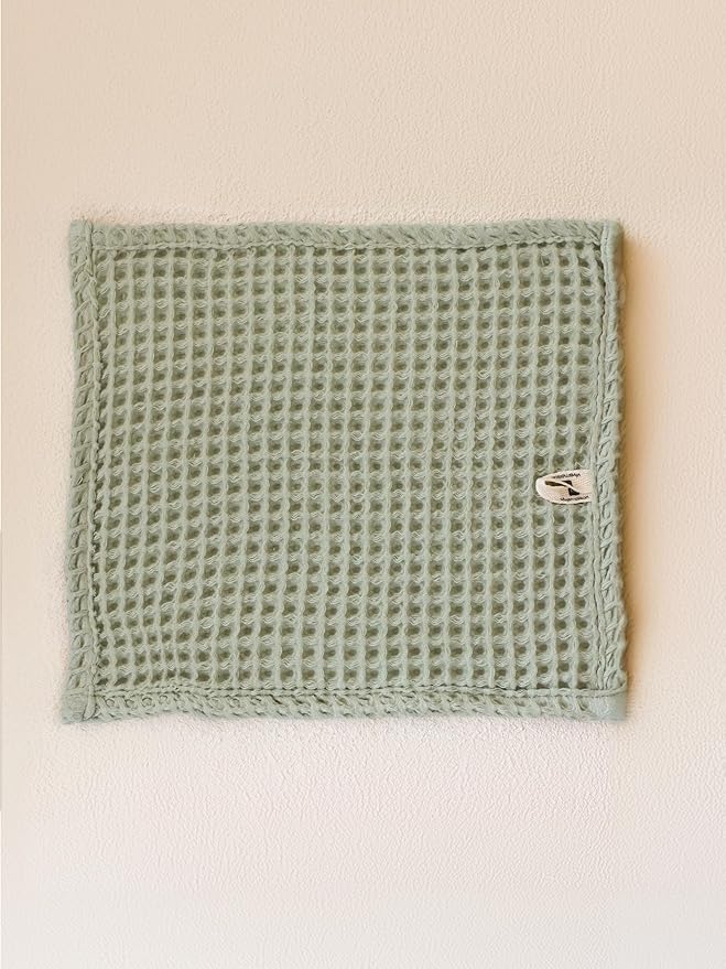 Waffle Washcloths Set of 8 Sage Green - Premium Quality 100% Turkish Cotton Face Washcloth, Soft Makeup Towel, Shower Cloth, Kitchen Towel (Sage, Set of 8 Washcloths)