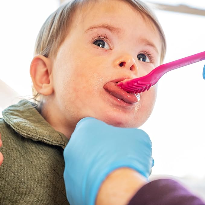 TalkTools Wee Textured Magenta Spoons - Oral Awareness During Feeding | Encourages Lip Closure | Ideal for Therapy | User Friendly Design for Adults and Children | Dishwasher Safe | Food Grade - 6 Pk