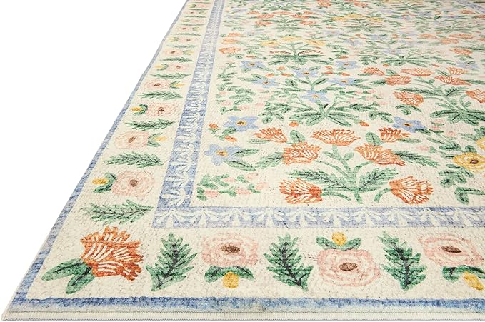 Loloi Rifle Paper Co. Eden Collection EDE-02 Mughal Garden Cream 2'-0" x 5'-0" Accent Rug feat. CloudPile™