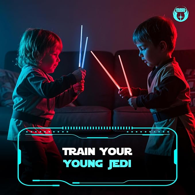 LIGHTSABER CHOPSTICKS LIGHT UP STAR WAR CHOPSTICK LED Glowing Light Saber Chop Sticks REUSABLE Sushi Sabers Cool Fun Geeky STARWAR Chop Stick Set Darth Red Green Blue Purple | 4 Pairs CASE GIFT BOX