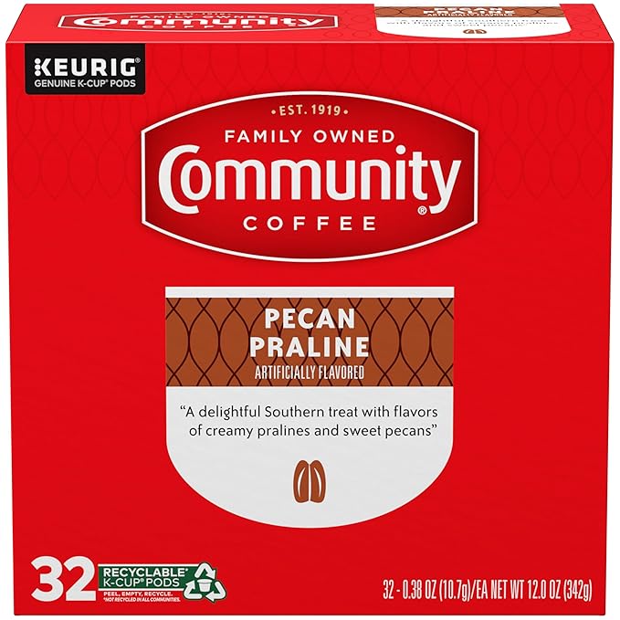 Community Coffee Pecan Praline Medium Roast Single Serve Keurig K-Cup Pods 32 ct Box