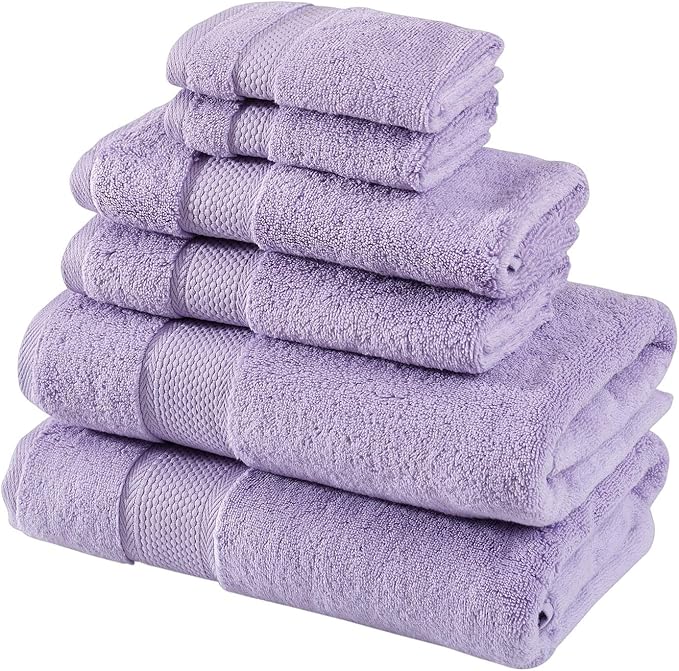 BAGNO MILANO Turkish Towels, Ultra Soft, Plush Luxury Turkih Cotton Bath Towels, Quick Dry Towel Set Made in Turkey (Lavender Purple, 6 Pcs Towel Set)