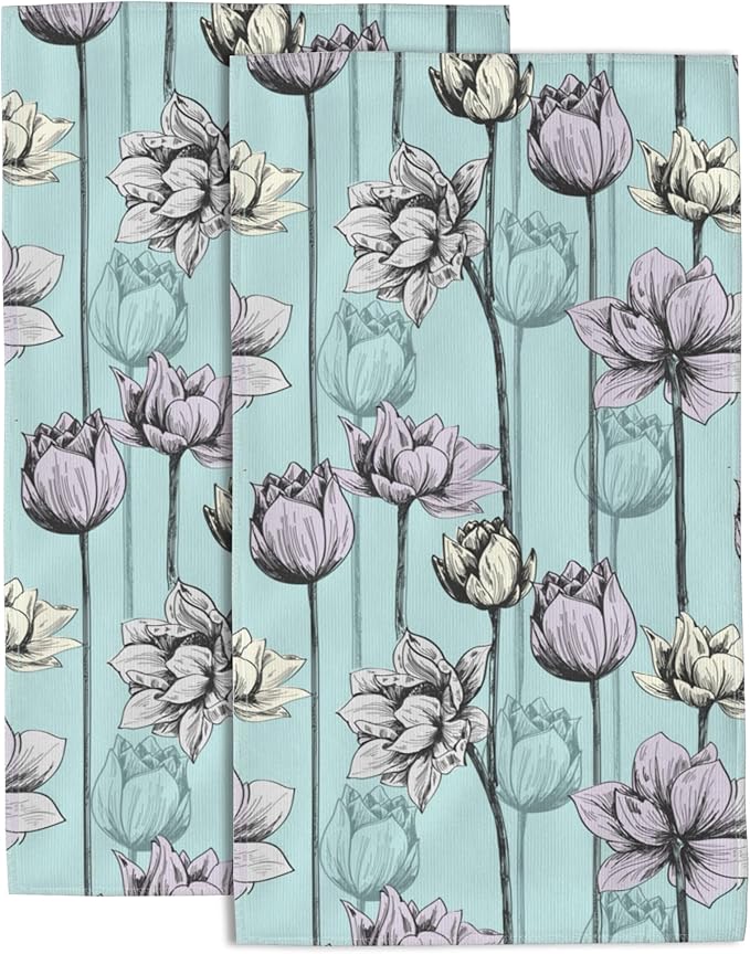 Hand Towels Set of 2 Lily Flower Towels for Bathroom Soft Absorbent Decorative Hand Bath Towels Dish Towels for Kitchen Sports Gym Yoga Home Decor 14 x 28 in