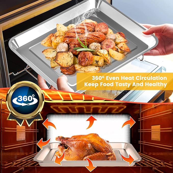 Air Fryer Tray Replacement for Cuisinart TOA-60 TOA-65 TOA-70 Toaster Air Fryer Convection Oven, 12.4 * 11'' Non-stick Mesh Air Fryer Steel Basket Wire Rack Accessories Parts, Dishwasher Safe