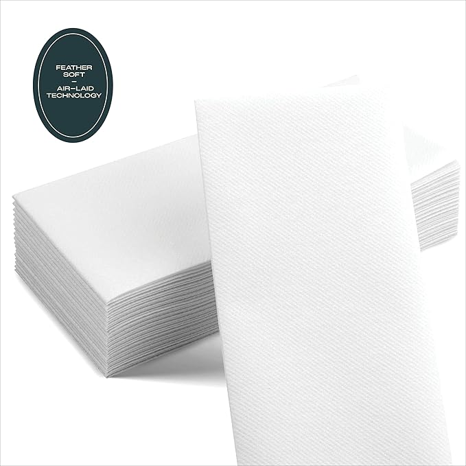 400-Pack Servietto Disposable Linen-Feel Guest Towels - Disposable Cloth-Like Hand Towels - Soft and Absorbent Paper Napkin for Kitchen, Bathroom, Party, Wedding, Or Event
