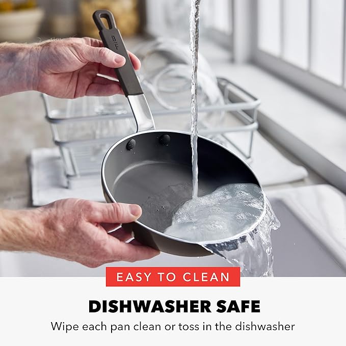 GreenPan x Bobby Flay 8" Nonstick Frying Pan Skillet, PFAS-Free Diamond Ceramic, Induction Suitable, Stay-Cool Silicone Handle, Easy Clean Dishwasher & Oven Safe, Egg & Omelet Pan, Black