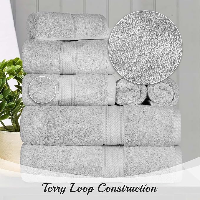 Superior Egyptian Cotton Pile Bath Sheet, Ultra Soft Luxury Towels, Thick Plush Essentials, Absorbent Heavyweight, Guest Bath, Hotel, Spa, Home Bathroom, Shower Basics, Stone (Pack of 4)