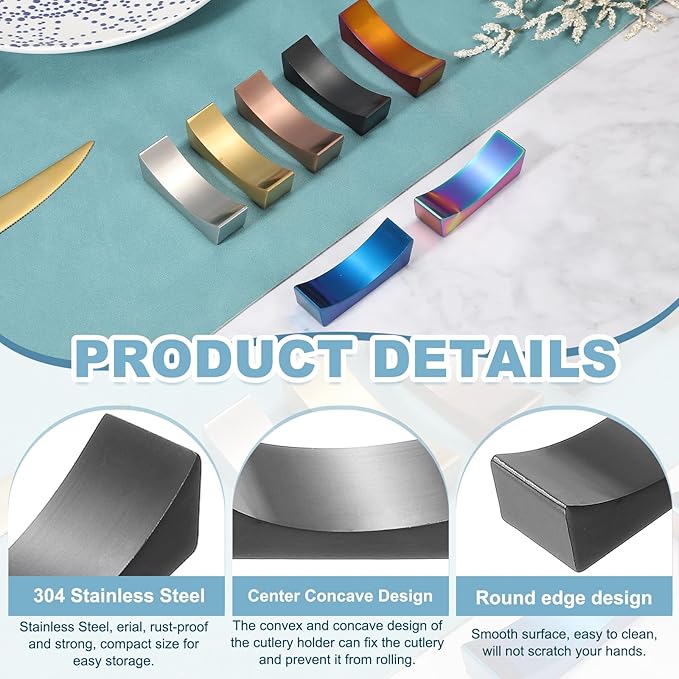 uxcell 2pcs Chopstick Rest, 304 Stainless Steel Chopsticks Holder 2.32" x 0.7" x 0.74", Household Tableware Kitchen Tools for Spoon Fork Teaspoon Dining Tool Rest, Black