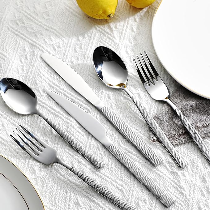 48-Piece Silverware Set,Stainless Steel Flatware Set with Steak Knives for 8,Include Knives Spoons and Forks Set,Tableware Cutlery Set for Home Kitchen Hotel Restaurant