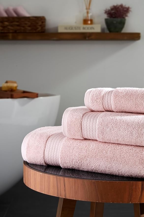 Ozdilek 6-Piece Bath Towel Set, 2 Bath, 2 Hand, 2 Wash100% Cotton Turkish Towels, 2 Bath Towels (30x60/550 GSM), 2 Hand Towels (16x30/575 GSM), 2 Washcloths (13x13/600 GSM) Towel Set (Mauve Pink)
