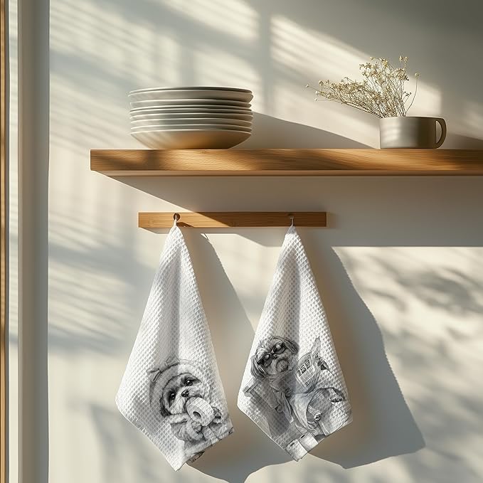 Shih Tzu Gifts Hand Towels for Bathroom Set of 2, Shih Tzu Dog Hand Towels for Washroom Bathroom Decor, 16x24 Inch