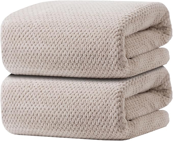 Oversized Bath Towels Extra Large 40x80 Inches Bath Sheets for Adults Super Soft Quick Dry Highly Absobent Microfiber Shower Towels (2 Piece, Beige)