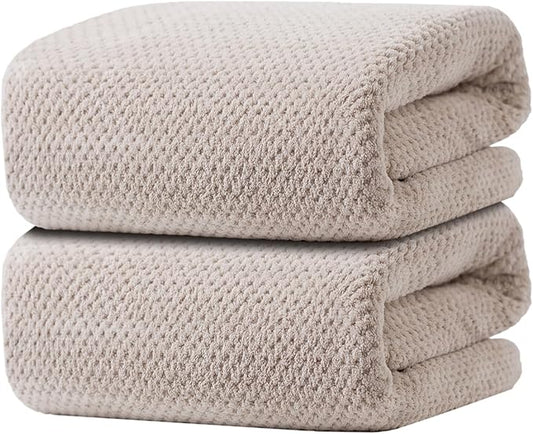 Oversized Bath Towels Extra Large 40x80 Inches Bath Sheets for Adults Super Soft Quick Dry Highly Absobent Microfiber Shower Towels (2 Piece, Beige)