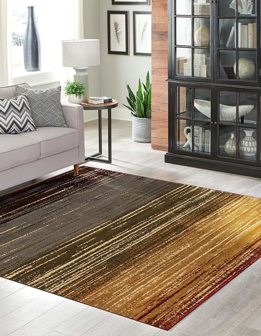 Unique Loom Barista Collection Area Rug - Mundo Nova (5' 4" Square, Beige/Blue)