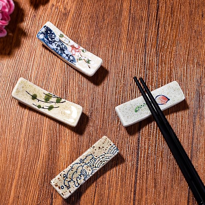 Japanese Style Chopstick Holder Set of 4 Pcs Ceramic Chopstick Stand Rest Tableware Kitchen Tools