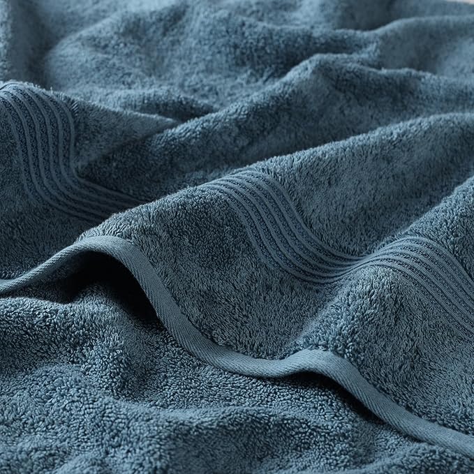 Superior Egyptian Cotton Bath Towel Set, Home Bathroom Towels, Master, Guest Bath, Decor Essentials, Quick Dry, Absorbent, Large Body Towels, Spa, Hotel, Resort, Adult, Kids, Set of 2, Sapphire