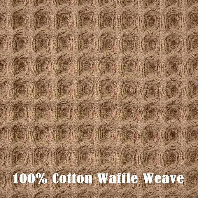 Jacquotha Waffle Bathroom Hand Towels 5-Piece (Tan) – Cotton, Soft, Lightweight, Lint Free, 13” x 29”