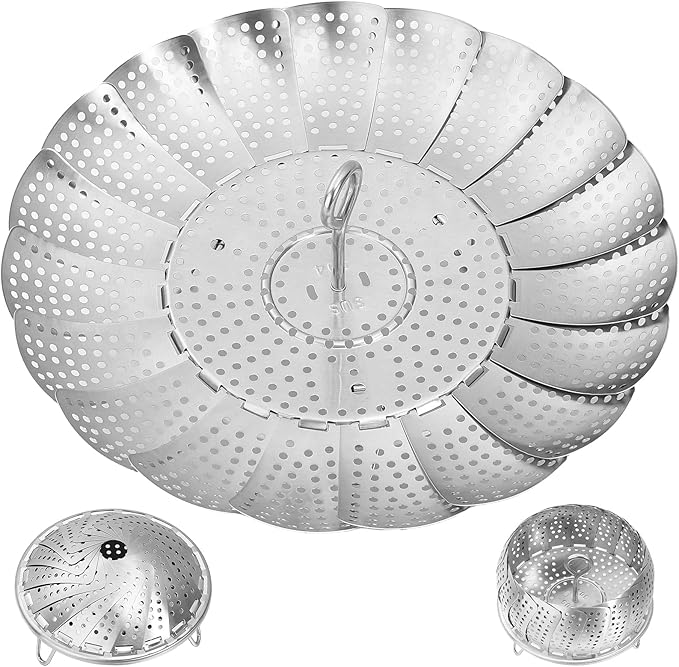 Steamer Basket for Cooking 304 Stainless Steel Entirely Thickened,Collapsible Steamer Insert for Pots, Fits Instant Pot/Skillets (6.5'' To 11‘’)
