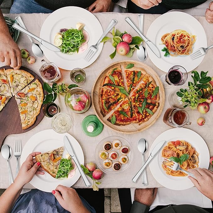 60 Pack Silver Plastic Silverware Set with Pre Rolled Napkins - Disposable Individually Wrapped Cutlery Set Includes 60 Forks, 60 Knives, 60 Spoons, 60 Napkins, Gold Utensils Set (Silver-60 Pack)