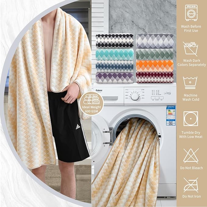 4 Piece Extra Large Bath Towel Set Oversized Bath Sheet 35"x70" Bathroom Towel Set Soft Highly Absorbent & Quick Dry Premium Bath Towel for Bathroom 600GSM Shower Towel Spa Gym Hotel,Beige