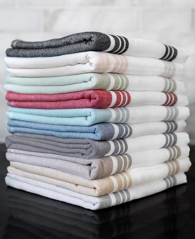 All-Clad Dual-Purpose Kitchen Towels: Highly Absorbent, Super Soft Long Lasting - 100% Cotton, 17"x30" Dish Towels for Cleaning & Drying Dishes, Pans, Glassware, or Countertops, (3-Pack), Rainfall