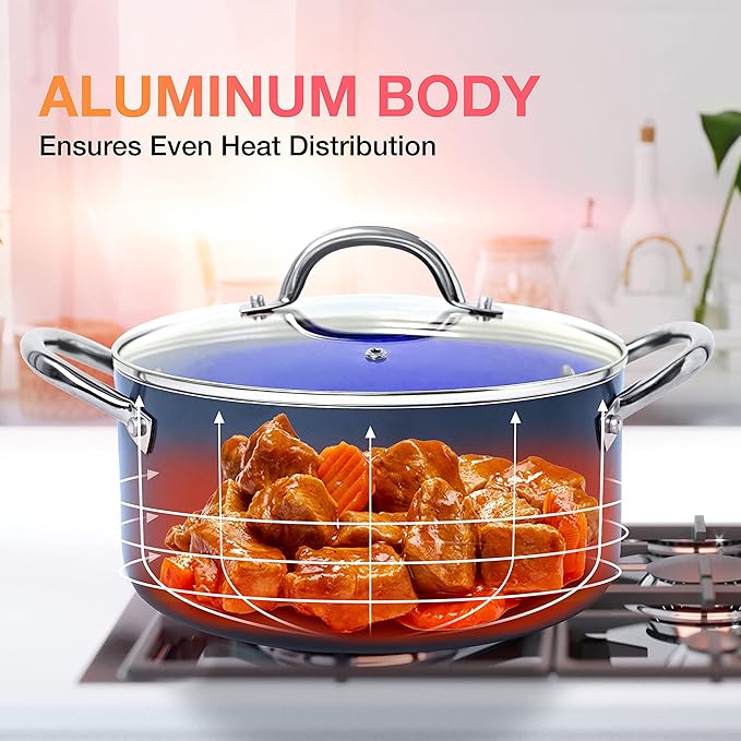 Mueller Sapphire UltraClad Kitchen Induction Pots and Pans Set Nonstick Induction Cookware Sets -24pc for Cooking Kitchen Cookware Sets, Frying Pans