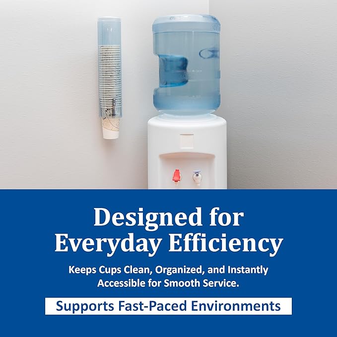 San Jamar Large Pull-Type Cup Dispenser 6-12 Oz. Flat Cups, 4.5 - 7 Oz Cone Cupz with Flip Cap for Restaurants, Home, and Office, Plastic, 16 Inches, Arctic Blue