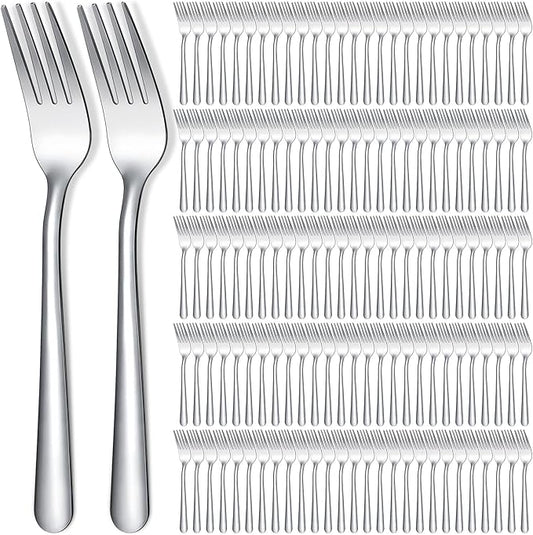 Syhood 300 Pcs Stainless Steel Dinner Forks Set 8 Inch Bulk Metal Forks Restaurant Silverware Mirror Polished Salad Dessert Utensils for Home Hotel Kitchen Event Supplies