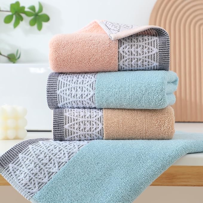 2 Pack Decorative Hand Towels, Leaf Design Cotton, Soft Absorbent Quick-Drying for Bathroom, Kitchen Decor, 13 x 30 Inches (Blue - 2 Pack)