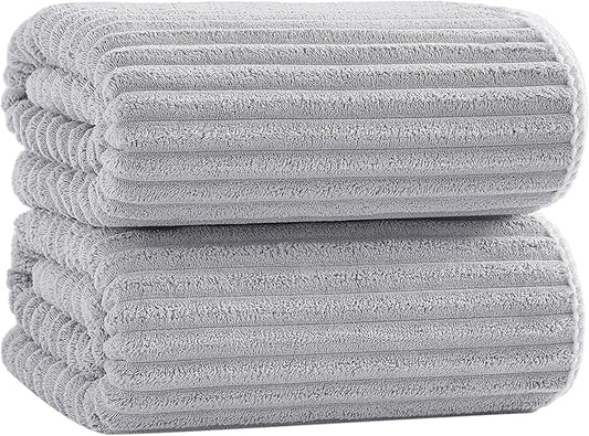 40x80 Inches Bath Sheets Towels for Adults Luxury Microfiber Extra Large Bath Towels for Bathroom Super Soft Absorbent Quick Dry with Hanging Loop (Grey,2PCS)