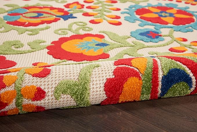 Nourison Home Aloha Multicolor 9'6" x 13' Area Rug - Easy Clean, Non Shedding, Bed Room, Living Room, Dining Room, Kitchen (10' x 13')