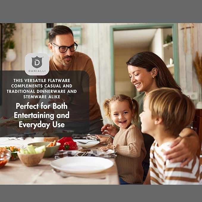 Hammered Silverware Set | Premium 18/10 Stainless Steel Flatware Service for 12 | Heavy-Duty & Dishwasher Safe | Built to Last (60-Piece, Fidenza Hammered)