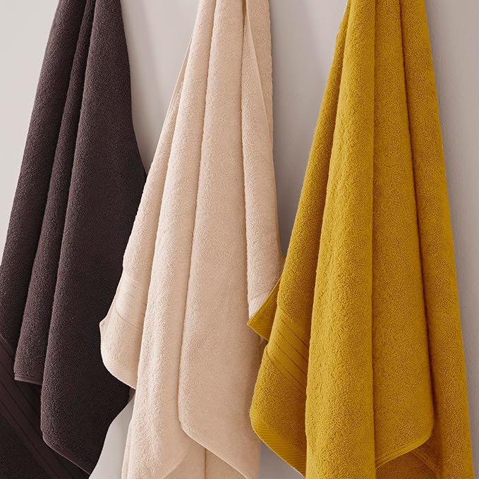 COZYART Beige Bath Towel Set, Turkish Cotton Hotel Large Towel Bulk for Bathroom, Thick Bathroom Set of 6 with 2 Bath Towels, 2 Hand Towels, 2 Washcloths, 650 GSM