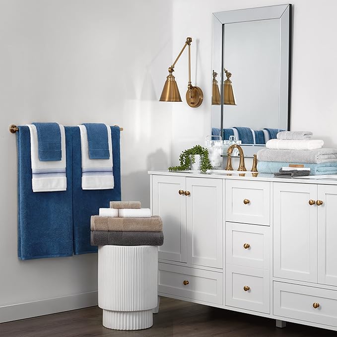 Aston & Arden Aegean Terry Wash Cloths - Set of 8 - Ringspun Turkish Cotton Thick and Soft Absorbent Luxury Hotel and Spa Bathroom Towel, 600 GSM, 13 x 13 in, White