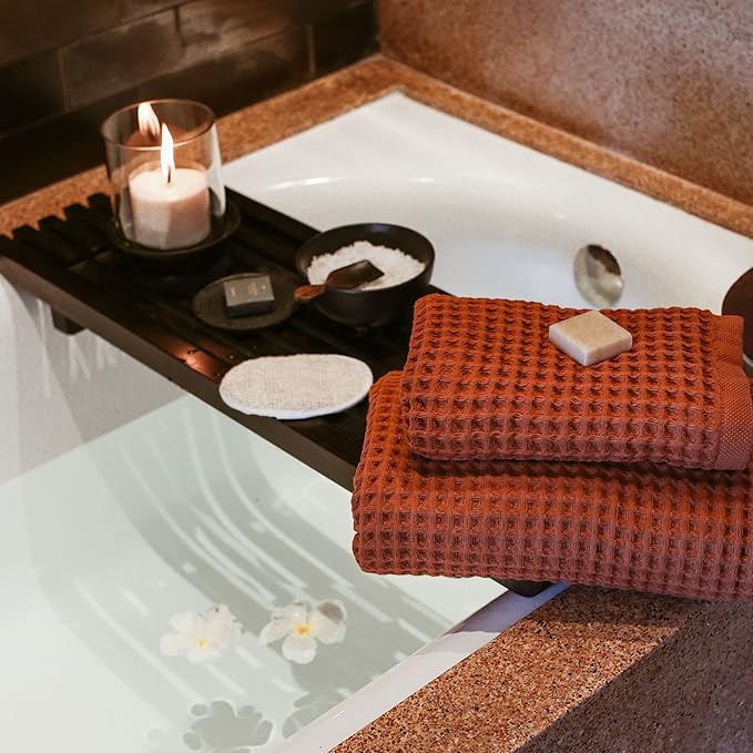 sea me at home Waffle Hand Towel – 100% Turkish Cotton, Quick-Dry, Soft and Absorbent Bathroom Towel