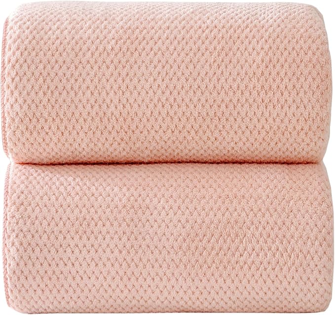 40x80 Inches Bath Sheets Towels for Adults Oversized Bath Towels Extra Large Luxury Super Soft Absorbent Quick Dry Microfiber (Pink, 2PCS)
