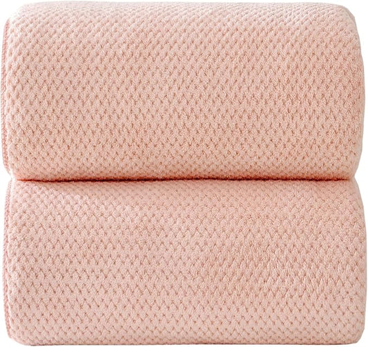 40x80 Inches Bath Sheets Towels for Adults Oversized Bath Towels Extra Large Luxury Super Soft Absorbent Quick Dry Microfiber (Pink, 2PCS)