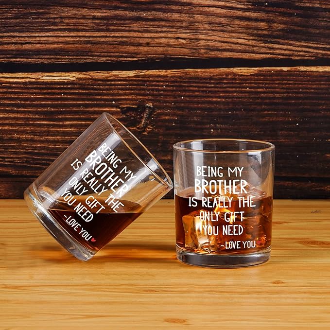Futtumy Being My Brother Is Really The Only Gift You Need -Love You Whiskey Glass, Gifts for Brother, Brother Gifts from Sister Brother In Law, Brother Christmas Gifts, White Elephant Gifts