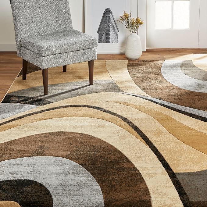 Home Dynamix Tribeca Slade Modern Area Rug, Abstract Brown/Gray 39"x55"