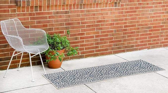Unique Loom Outdoor Collection Area Rug - Cape Town (2' x 8' Runner, Blue/ Olive)