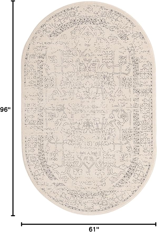 Unique Loom Isabella Collection Area Rug - Adjani (5' 1" x 8' Oval, White/ Blue)