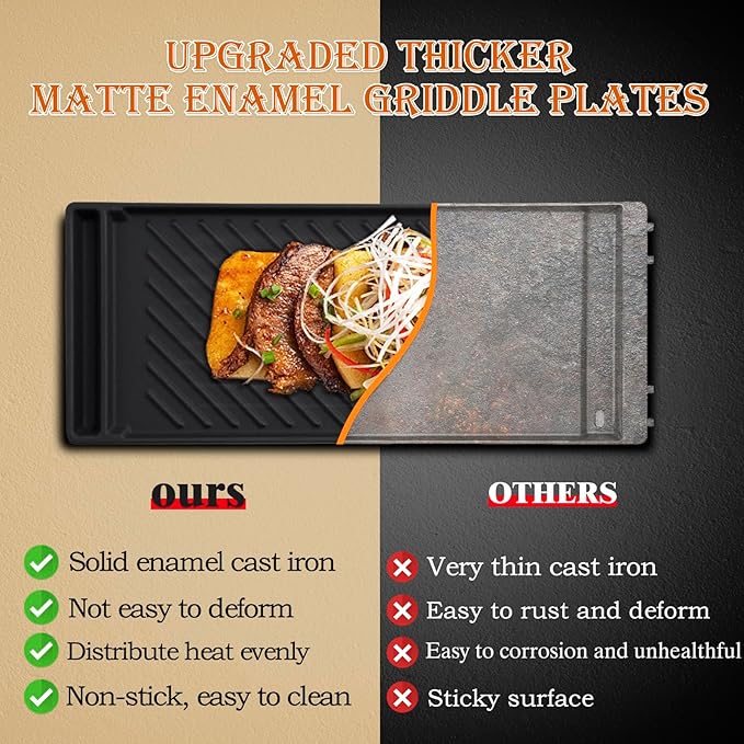 Atgestore DG61-00859A Reversible Griddle Replacement for Samsung Stove Parts Cast Iron Center Griddle Plate DG61-00859A Samsung Gas Range Cooktop Griddle NX58H5600SS NX58H9500WS Burner Flat Top Pan