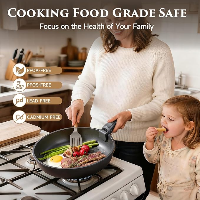 JEETEE 20 Pcs Pots and Pans Set Non Stick, Titanium Nonstick Cookware Set with Detachable Handle, Induction Kitchen Cookware Sets with Removable Handle, Camping RV Cooking Set, Oven/Dishwasher Safe