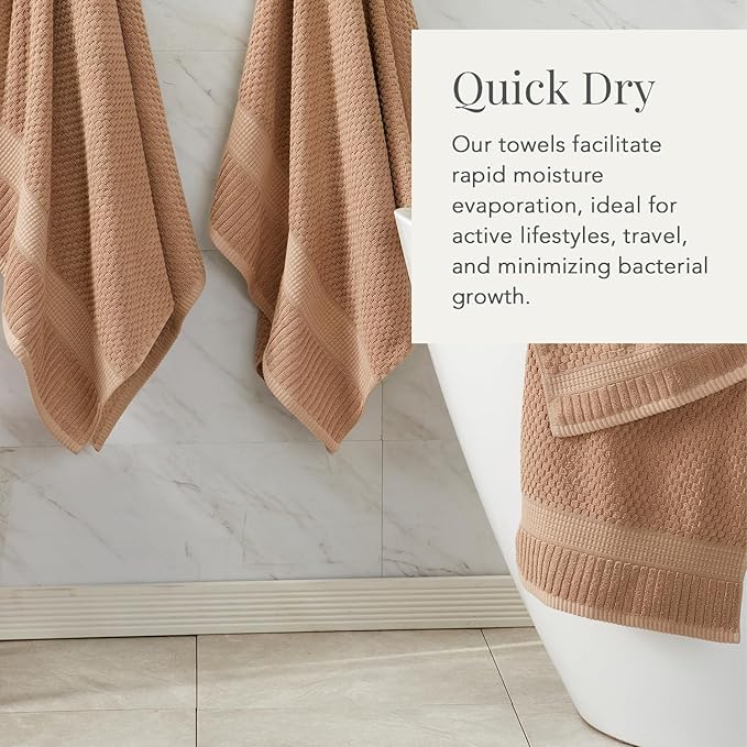 NY Loft 100% Cotton Hand Towel 6 Pack Hand Towel Set | Super Soft & Absorbent Quick-Dry Hand Towels 16" x 28" |Textured and Durable Cotton | Trinity Collection (6 Pack Hand Towel, Light Taupe)