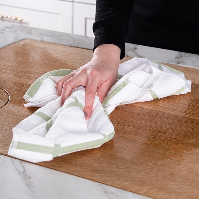 All-Clad Checked Kitchen Towel: Highly Absorbent, Super Soft Long Lasting - 100% Cotton, 17"x30" Tea Towel for Cleaning & Drying Dishes, Pans, Glassware, or Countertops, (1-Pack), Fennel