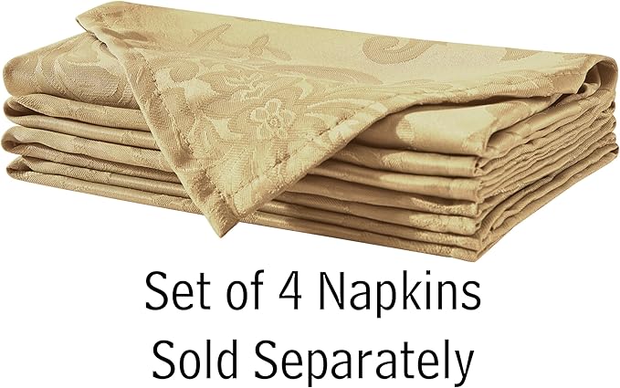 Newbridge Christmas Barcelona Damask Fabric Tablecloth, 70 Inch Round, Gold – No Iron, Soil Resistant Table Cover for Dining, Parties and Holidays