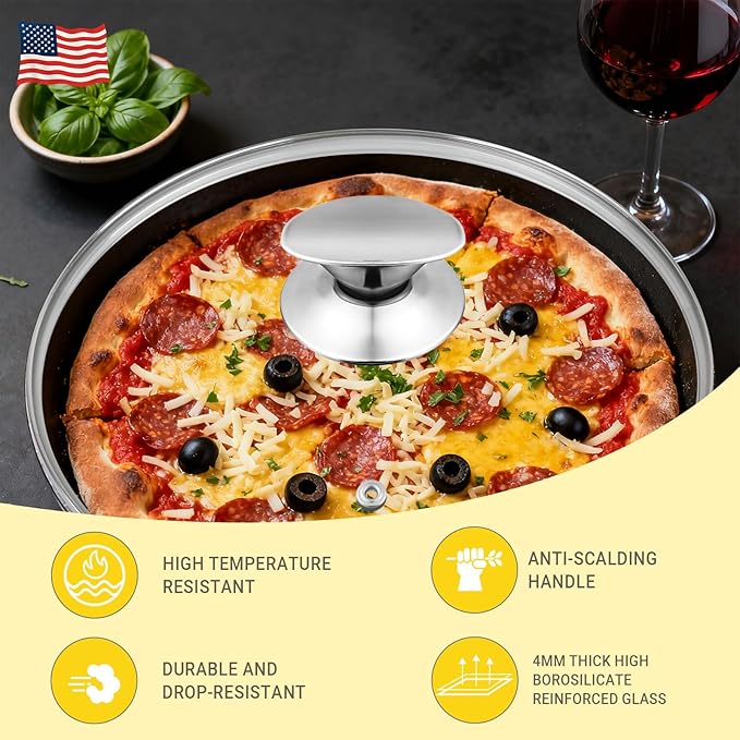 8.1 Inch Pan Lid, Tempered Glass Lid for Replacement, Clear Pan Cover for Frying, 8.1 Inch Lids for Frying Pans, Skillets, Sauce Pan