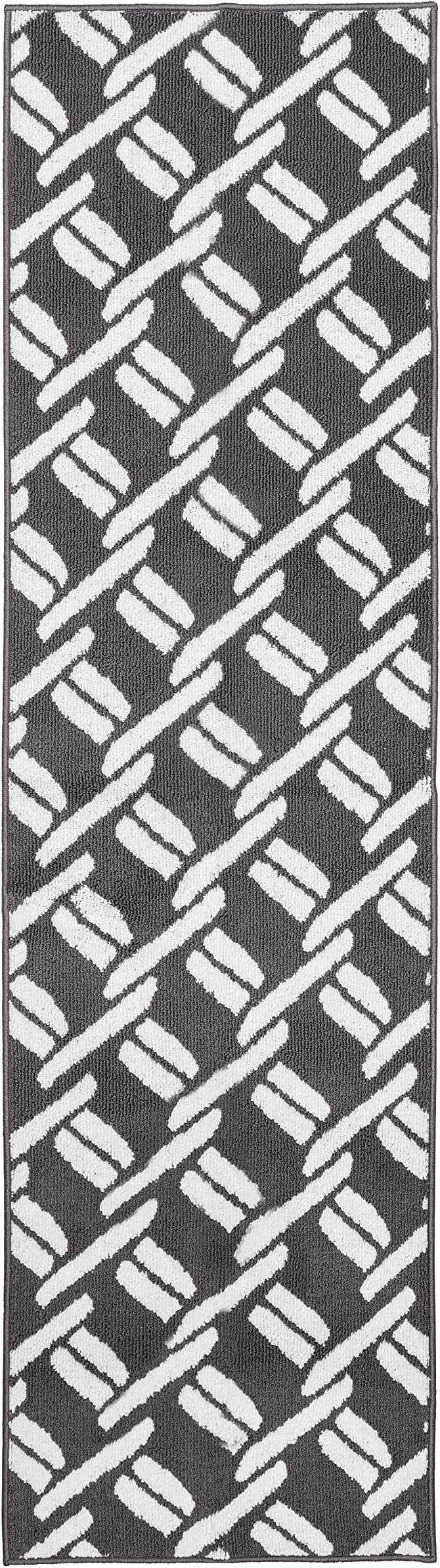 Nautica – Runner Rug | Indoor Runners for Hallways and Entry Rugs| Non-Slip and Non-Skid Entry and Kitchen Door Mat| Machine Washable Entryway Carpet Rugs |26” x 96” |Chain Dark Grey