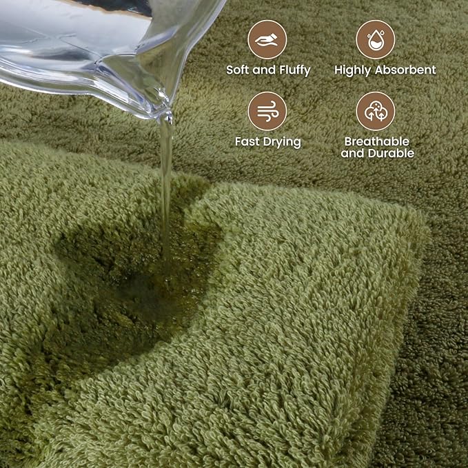 SEMAXE Green Bathroom Towel, 100% Cotton Bath Towel with Hanging Loop and Smart Tag, Hotel & Spa Quality Soft Absorbent Towel, Gift Box Packaging, 1 Pc Bath Towel, 55" L x 27" W