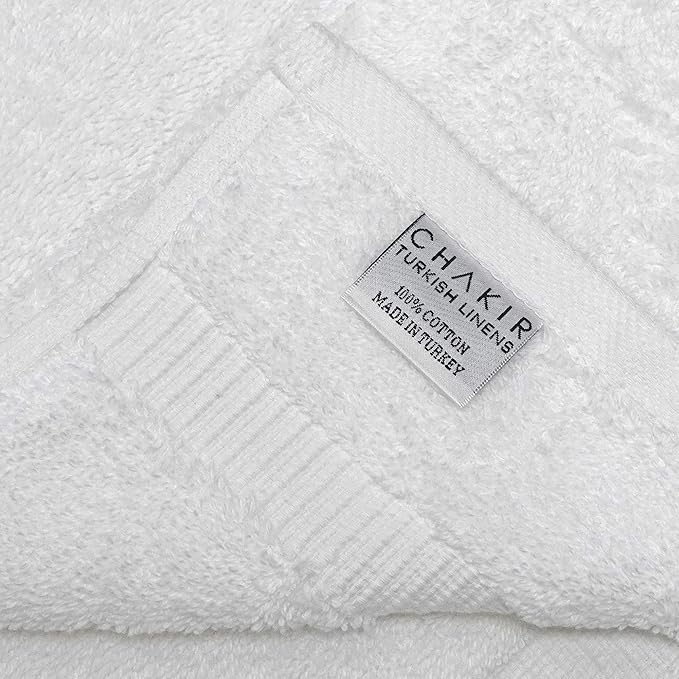 Chakir Turkish Linens 100% Cotton Premium Turkish Towels for Bathroom | 30'' x 60'' Large Bath Towels (4 Piece, White)